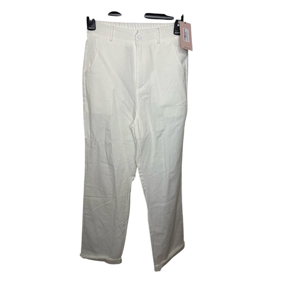 Shop Micas White High Waist Trousers‎ Straight Leg Pants XS New with Tags